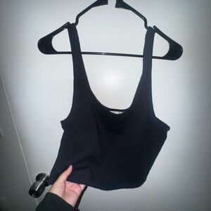 Free People Black Ribbed Crop Top